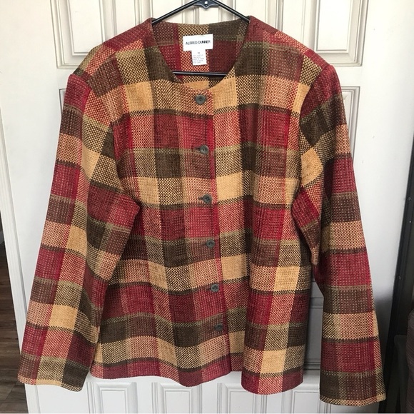 Alfred Dunner Tweed Plaid Jacket Sz18 Boxy Fall Colors Excellent Like New - Picture 4 of 6